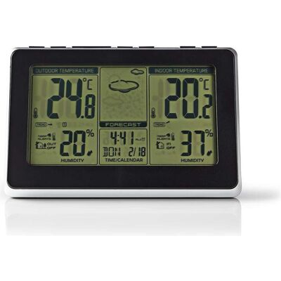 Nedis Wetterstation - Innen & Außen - Kabelloser Sensor - Zeit & Prognose - Schwarz, Silber Nedis Wetterstation - Innen & Außen - Kabelloser Sensor - Zeit & Prognose - Schwarz, Silber