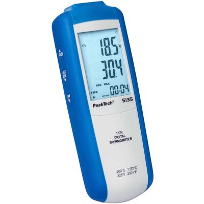 Peaktech P 5135 Digital-Thermometer, Thermometer + Hygrometer, Weiss, Blau Peaktech P 5135 Digital-Thermometer, Thermometer + Hygrometer, Weiss, Blau