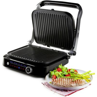 Domo Genius Elektro Kontaktgrill Antihaftbeschichtung, mit Display Edelstahl, Schwarz, Kontaktgrill, Grau Domo Genius Elektro Kontaktgrill Antihaftbeschichtung, mit Display Edelstahl, Schwarz, Kontaktgrill, Grau