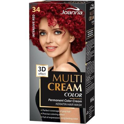 Joanna, Haarfarbe, Multi Cream Color Hair Dye 34 Intense Red (Intensives Rot) Joanna, Haarfarbe, Multi Cream Color Hair Dye 34 Intense Red (Intensives Rot)