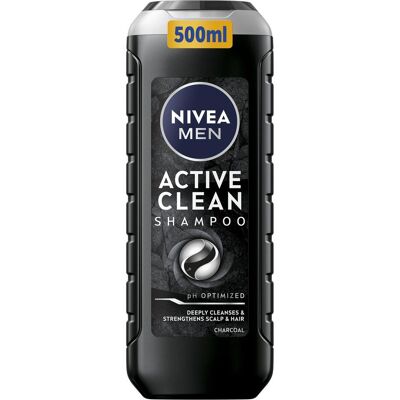 NIVEA, Shampoo, Tiefenreinigendes Shampoo für Herren (Active Clean Shampoo) Volumen: 500 ml (Flüssiges Shampoo, 500 ml) NIVEA, Shampoo, Tiefenreinigendes Shampoo für Herren (Active Clean Shampoo) Volumen: 500 ml (Flüssiges Shampoo, 500 ml)