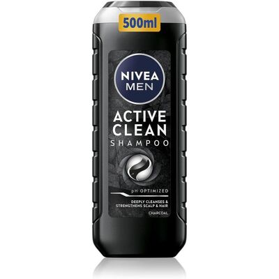 NIVEA, Shampoo, Tiefenreinigendes Shampoo für Herren (Active Clean Shampoo) Volumen: 500 ml (Flüssiges Shampoo, 500 ml) NIVEA, Shampoo, Tiefenreinigendes Shampoo für Herren (Active Clean Shampoo) Volumen: 500 ml (Flüssiges Shampoo, 500 ml)
