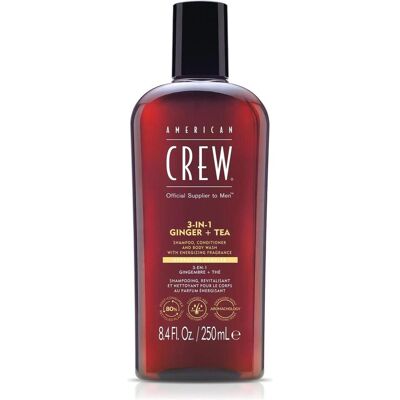 American Crew, Shampoo, 3-in-1 Ginger & Tea Shampoo, Conditioner & Body Wash (Flüssiges Shampoo, 250 ml) American Crew, Shampoo, 3-in-1 Ginger & Tea Shampoo, Conditioner & Body Wash (Flüssiges Shampoo, 250 ml)