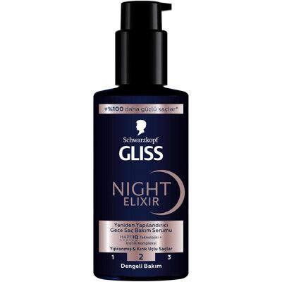 Schwarzkopf, Haarmaske, Gliss Night Elixir Reconstruction Regenerating Night Treatment Without Rinse For Damaged And Split (100 ml) Schwarzkopf, Haarmaske, Gliss Night Elixir Reconstruction Regenerating Night Treatment Without Rinse For Damaged And Split (100 ml)