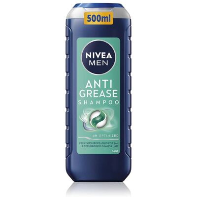 NIVEA, Shampoo, Shampoo mit Salbei für fettiges Haar für Herren (Antifettshampoo) Farbton: 500 ml (Flüssiges Shampoo, 500 ml) NIVEA, Shampoo, Shampoo mit Salbei für fettiges Haar für Herren (Antifettshampoo) Farbton: 500 ml (Flüssiges Shampoo, 500 ml)