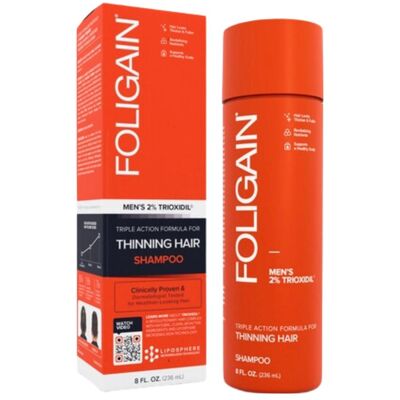 Foligain, Shampoo, Anti-Hair Loss Shampoo Triple Action (Men's Shampoo) 236 ml (Flüssiges Shampoo, 236 ml) Foligain, Shampoo, Anti-Hair Loss Shampoo Triple Action (Men's Shampoo) 236 ml (Flüssiges Shampoo, 236 ml)