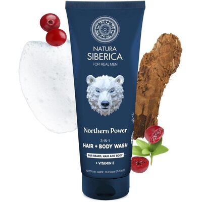 Natura Siberica, Bartpflege, Men Northern Power 3-in-1 Hair and Body Wash for Beard and Hair (200 ml) Natura Siberica, Bartpflege, Men Northern Power 3-in-1 Hair and Body Wash for Beard and Hair (200 ml)