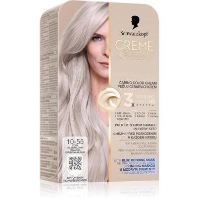 Schwarzkopf, Haarfarbe, Creme Supreme Permanent Hair Dye Color 1055 Cool Silverblond 60 Ml (Cool Silverblond) Schwarzkopf, Haarfarbe, Creme Supreme Permanent Hair Dye Color 1055 Cool Silverblond 60 Ml (Cool Silverblond)