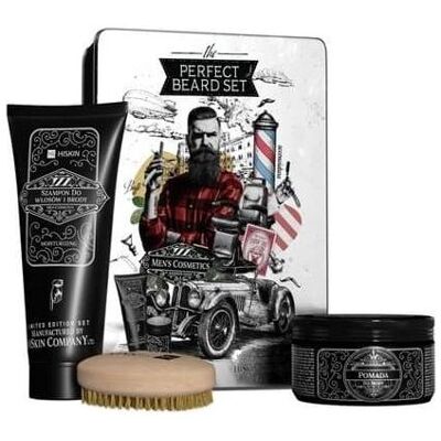 Hiskin, Bartpflege, SET The Perfect Beard Set szczotka do brody + pomada do stylizacji 100ml + nawilżający szampo (100 ml) Hiskin, Bartpflege, SET The Perfect Beard Set szczotka do brody + pomada do stylizacji 100ml + nawilżający szampo (100 ml)