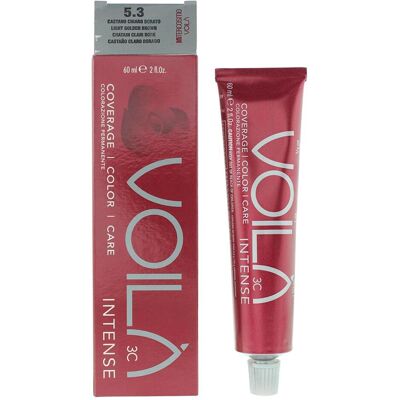 Wella, Haarfarbe, Intercosmo, Voila 3C Intense, Permanent Hair Dye, 5.3 Light Golden Brown, 60 ml (Braun) Wella, Haarfarbe, Intercosmo, Voila 3C Intense, Permanent Hair Dye, 5.3 Light Golden Brown, 60 ml (Braun)