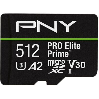 PNY Pro Elite Prime (512 GB, microSDXC, U3, UHS-I), Speicherkarte, Schwarz PNY Pro Elite Prime (512 GB, microSDXC, U3, UHS-I), Speicherkarte, Schwarz