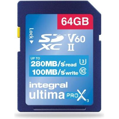 Integral INSDX64G-280/100U2 (64 GB, SDXC, U3, UHS-II), Speicherkarte, Blau Integral INSDX64G-280/100U2 (64 GB, SDXC, U3, UHS-II), Speicherkarte, Blau