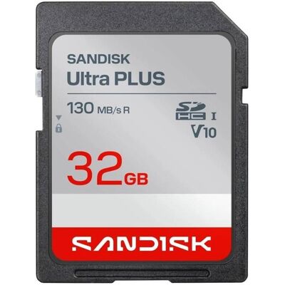 SanDisk SDHC Ultra PLUS 32GB (UHS-I,V10, U1, C10 (R130MB/s), HD) (32 GB, SDHC, U1, UHS-I), Speicherkarte SanDisk SDHC Ultra PLUS 32GB (UHS-I,V10, U1, C10 (R130MB/s), HD) (32 GB, SDHC, U1, UHS-I), Speicherkarte
