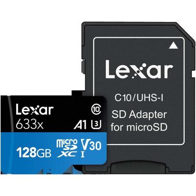 Lexar High-Performance 633x (128 GB, microSDXC, U3, UHS-I), Speicherkarte, Schwarz Lexar High-Performance 633x (128 GB, microSDXC, U3, UHS-I), Speicherkarte, Schwarz