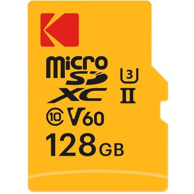 Kodak mSD 128GB UHS-II U3 V60 Pro +adapt (128 GB, microSDXC, U3, UHS-II), Speicherkarte, Schwarz Kodak mSD 128GB UHS-II U3 V60 Pro +adapt (128 GB, microSDXC, U3, UHS-II), Speicherkarte, Schwarz