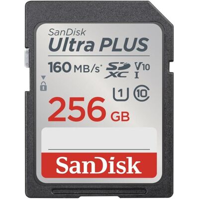 SanDisk SDXC Ultra PLUS 256GB (Class10/V10/UHS-I/160MB/s) SDXC-Karte 256GB Class 10, UHS-Class 1 (256 GB, SDXC, U1, UHS-I), Speicherkarte SanDisk SDXC Ultra PLUS 256GB (Class10/V10/UHS-I/160MB/s) SDXC-Karte 256GB Class 10, UHS-Class 1 (256 GB, SDXC, U1, UHS-I), Speicherkarte