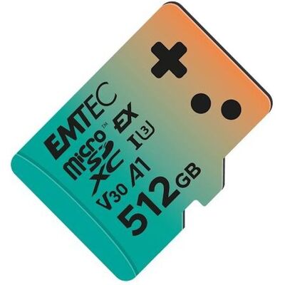 Emtec mSD 512GB UHS-I U3 V30 A1 Express (512 GB, microSDXC, U3, UHS-I), Speicherkarte, Mehrfarbig Emtec mSD 512GB UHS-I U3 V30 A1 Express (512 GB, microSDXC, U3, UHS-I), Speicherkarte, Mehrfarbig
