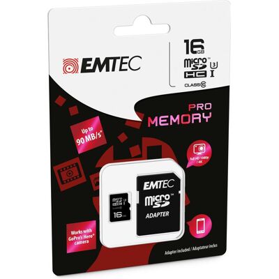 Emtec ECMSDM16GHC10PR (16 GB, microSDHC, U3, UHS-I), Speicherkarte, Schwarz Emtec ECMSDM16GHC10PR (16 GB, microSDHC, U3, UHS-I), Speicherkarte, Schwarz