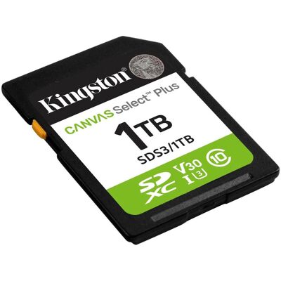 Kingston Canvas Select Plus (1000 GB, SD, SDXC, U3, UHS-I), Speicherkarte, Grün, Weiss, Schwarz, Mehrfarbig Kingston Canvas Select Plus (1000 GB, SD, SDXC, U3, UHS-I), Speicherkarte, Grün, Weiss, Schwarz, Mehrfarbig