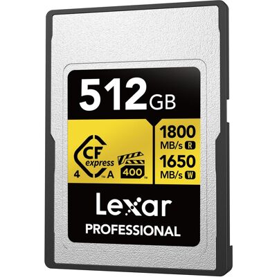 Lexar CFexpress PRO Type A Gold 4.0 Series 512GB R1800/W1650MB/s - VPG400 (512 GB, CFexpress Typ A), Speicherkarte, Gold Lexar CFexpress PRO Type A Gold 4.0 Series 512GB R1800/W1650MB/s - VPG400 (512 GB, CFexpress Typ A), Speicherkarte, Gold