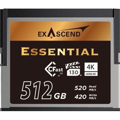 Exascend CFast Card 2.0 512GB R550/W530 Essential Serie (Neuheit) (512 GB, CFast 2.0), Speicherkarte Exascend CFast Card 2.0 512GB R550/W530 Essential Serie (Neuheit) (512 GB, CFast 2.0), Speicherkarte