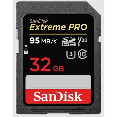 SanDisk Extreme PRO UHS-I V30 (32 GB, SDHC, U3, UHS-I), Speicherkarte, Schwarz SanDisk Extreme PRO UHS-I V30 (32 GB, SDHC, U3, UHS-I), Speicherkarte, Schwarz