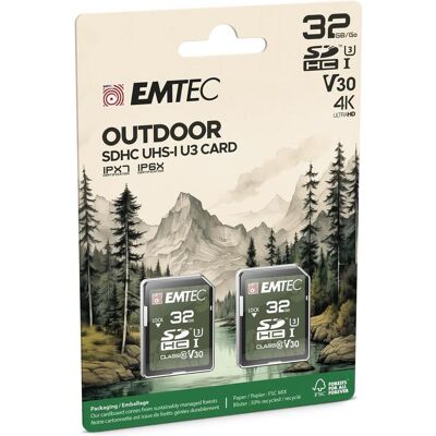 Emtec SD 32GB UHS-I U3 V30 Outdoor P2 (32 GB, SDHC, U3, UHS-I), Speicherkarte, Grün, Schwarz Emtec SD 32GB UHS-I U3 V30 Outdoor P2 (32 GB, SDHC, U3, UHS-I), Speicherkarte, Grün, Schwarz
