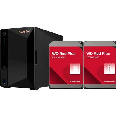 Synology SERVEUR NAS ASUSTOR AS-3302T - 8TO (2X4TO) WD RED PLUS (2 x 4 TB, WD Red Plus), NAS, Schwarz Synology SERVEUR NAS ASUSTOR AS-3302T - 8TO (2X4TO) WD RED PLUS (2 x 4 TB, WD Red Plus), NAS, Schwarz