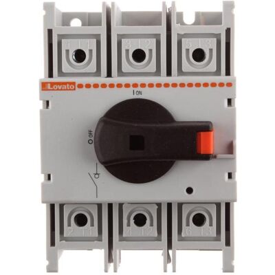 Lovato Elektrischer Trennschalter 3P 125A (GA125A), Schalter + Taster, Schwarz Lovato Elektrischer Trennschalter 3P 125A (GA125A), Schalter + Taster, Schwarz