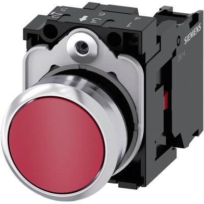 Siemens Pushbutton, 22mm, round, red, 1NC, Schalter + Taster, Rot, Silber, Schwarz Siemens Pushbutton, 22mm, round, red, 1NC, Schalter + Taster, Rot, Silber, Schwarz