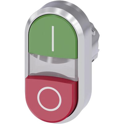 Siemens SIRIUS ACT Doppeldrucktaster Frontelement Metall, hochglanz, rot/grün, Schalter + Taster, Grün, Rot Siemens SIRIUS ACT Doppeldrucktaster Frontelement Metall, hochglanz, rot/grün, Schalter + Taster, Grün, Rot