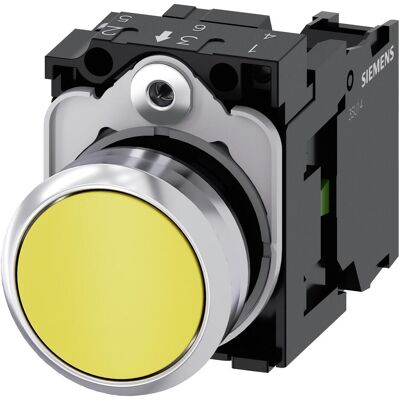 Siemens Pushbutton 22mm yellow 1NO, Schalter + Taster, Gelb, Schwarz, Silber Siemens Pushbutton 22mm yellow 1NO, Schalter + Taster, Gelb, Schwarz, Silber