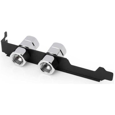 Alphacool ES PCIe-Steckplatzhalterung mit 2x G1/4" IT und Kabeldurchführung, PC Gehäuse Zubehör Alphacool ES PCIe-Steckplatzhalterung mit 2x G1/4" IT und Kabeldurchführung, PC Gehäuse Zubehör