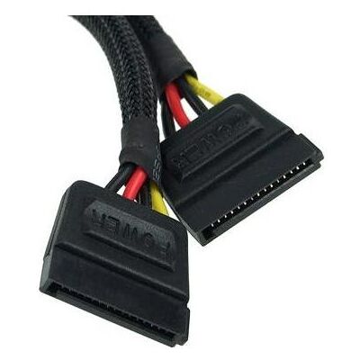 Phobya SATA Strom Y-Kabel 15cm - Schwarz Stromverteiler Phobya SATA Strom Y-Kabel 15cm - Schwarz Stromverteiler