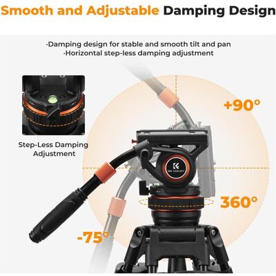 K&F Concept VA3+BV10 Magnesium Aluminum Alloy Video/Camcorders Tripod (Metall), Stativ, Grau K&F Concept VA3+BV10 Magnesium Aluminum Alloy Video/Camcorders Tripod (Metall), Stativ, Grau