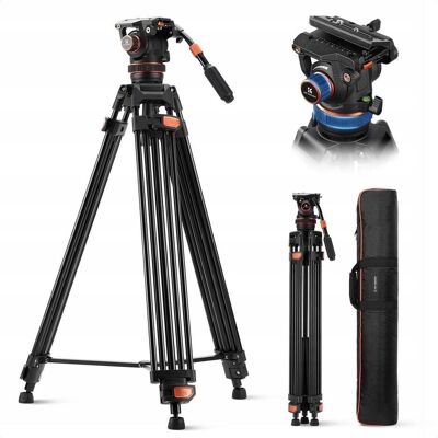 K&F Concept Profesjonalny Statyw Filmowy Do Filmowania Video Głowica Olejowa K&f192cm / Kf09.148v1 (Metall), Stativ K&F Concept Profesjonalny Statyw Filmowy Do Filmowania Video Głowica Olejowa K&f192cm / Kf09.148v1 (Metall), Stativ