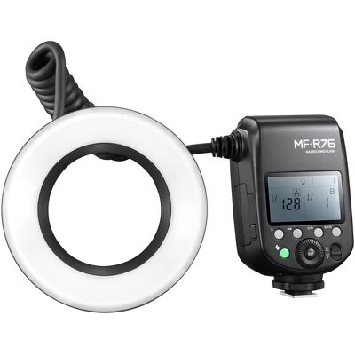 Godox MF-R76 (Makroblitz, Canon, Fuji, Nikon, Olympus, Panasonic, Pentax, Sony), Blitzgerät, Schwarz Godox MF-R76 (Makroblitz, Canon, Fuji, Nikon, Olympus, Panasonic, Pentax, Sony), Blitzgerät, Schwarz