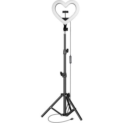 OEM Smart device LED Ring Stream RGB lamp 10" with holder for mobile HEART + tripod JM26-10 black (Ringlicht), Dauerlicht, Schwarz OEM Smart device LED Ring Stream RGB lamp 10" with holder for mobile HEART + tripod JM26-10 black (Ringlicht), Dauerlicht, Schwarz