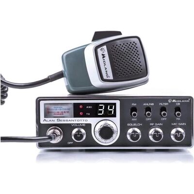 Midland ALAN 68S Fahrzeug-Transceiver um 34, Walkie Talkie, Schwarz, Silber Midland ALAN 68S Fahrzeug-Transceiver um 34, Walkie Talkie, Schwarz, Silber