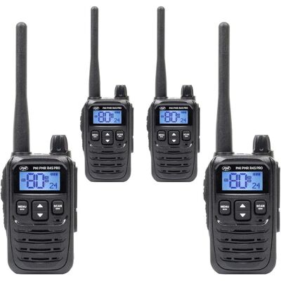 PNI Set von 4 tragbaren Funkgeräten mit 99 Kanälen, 8 km Reichweite, VOX und LCD-Display (8 km), Walkie Talkie PNI Set von 4 tragbaren Funkgeräten mit 99 Kanälen, 8 km Reichweite, VOX und LCD-Display (8 km), Walkie Talkie