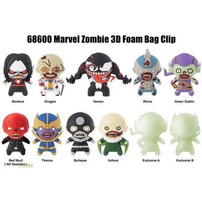 Monogram Int., Schlüsselanhänger, Marvel 3D PVC-Taschenanhänger Series 1 Zombies Display (24), Mehrfarbig Monogram Int., Schlüsselanhänger, Marvel 3D PVC-Taschenanhänger Series 1 Zombies Display (24), Mehrfarbig