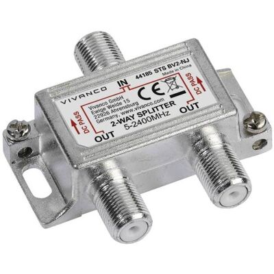 Vivanco 2-Wege-Universal-SAT-/Antennenverteiler - Silber, SAT Zubehör, Silber Vivanco 2-Wege-Universal-SAT-/Antennenverteiler - Silber, SAT Zubehör, Silber