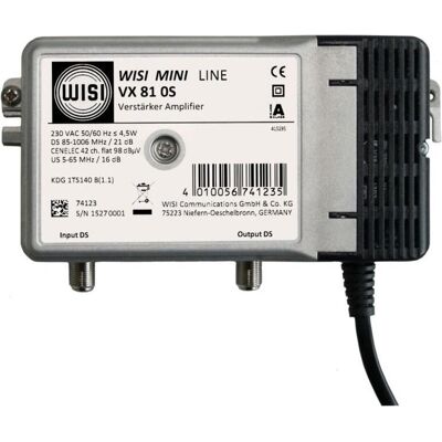 WISI Verstärker VX 81 0S BK 1GHz 18-21dB Regler integriert, zertifiziert für KDG (Verstärker), SAT Zubehör, Silber WISI Verstärker VX 81 0S BK 1GHz 18-21dB Regler integriert, zertifiziert für KDG (Verstärker), SAT Zubehör, Silber