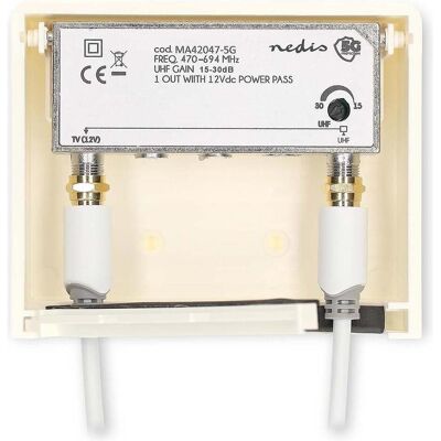 Nedis Mastverstärker Anzahl der Ausgänge: 2 Verstärkungsregelung: 15 - 30 dB F-Buchsee Rausc, SAT Zubehör, Weiss Nedis Mastverstärker Anzahl der Ausgänge: 2 Verstärkungsregelung: 15 - 30 dB F-Buchsee Rausc, SAT Zubehör, Weiss