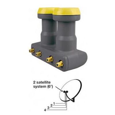 Iddigital Doppel-Feed LNB - Satellitenempfänger - Grau Gelb Iddigital Doppel-Feed LNB - Satellitenempfänger - Grau Gelb