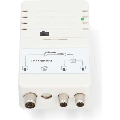 Nedis CATV-Verstärker Verstärkung dBi (bei Antennenkabel): 25 dB 47 - 694 MHz Anzahl der Ausgä (Verstärker), SAT Zubehör, Weiss Nedis CATV-Verstärker Verstärkung dBi (bei Antennenkabel): 25 dB 47 - 694 MHz Anzahl der Ausgä (Verstärker), SAT Zubehör, Weiss