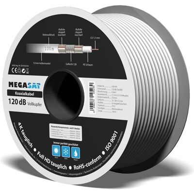 MegaSat Koax 120dB Kabel Vollkupfer 500m (120 dB, SAT Kabel), Antennenkabel MegaSat Koax 120dB Kabel Vollkupfer 500m (120 dB, SAT Kabel), Antennenkabel