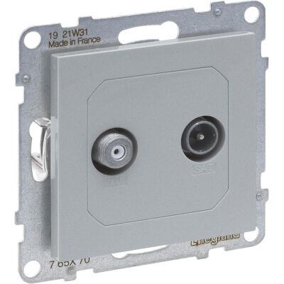 Legrand SEANO Einzeldose TV-SAT, 2 Kabel, Sternverkabelung HD-TV, Anschlussdämpfung: 1.5 dB (Antennendose), SAT Zubehör, Silber Legrand SEANO Einzeldose TV-SAT, 2 Kabel, Sternverkabelung HD-TV, Anschlussdämpfung: 1.5 dB (Antennendose), SAT Zubehör, Silber