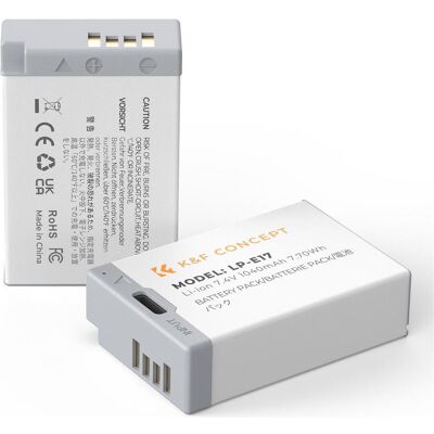 K&F Concept LP-E17 1040mAh, Type C Mount Direct Camera Battery (2 pcs) (Kamera Akku), Kamera Stromversorgung K&F Concept LP-E17 1040mAh, Type C Mount Direct Camera Battery (2 pcs) (Kamera Akku), Kamera Stromversorgung