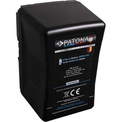 Patona V-Mount Akku 288Wh Tesla Zellen (20000mAh) (Kamera Akku), Kamera Stromversorgung, Schwarz Patona V-Mount Akku 288Wh Tesla Zellen (20000mAh) (Kamera Akku), Kamera Stromversorgung, Schwarz